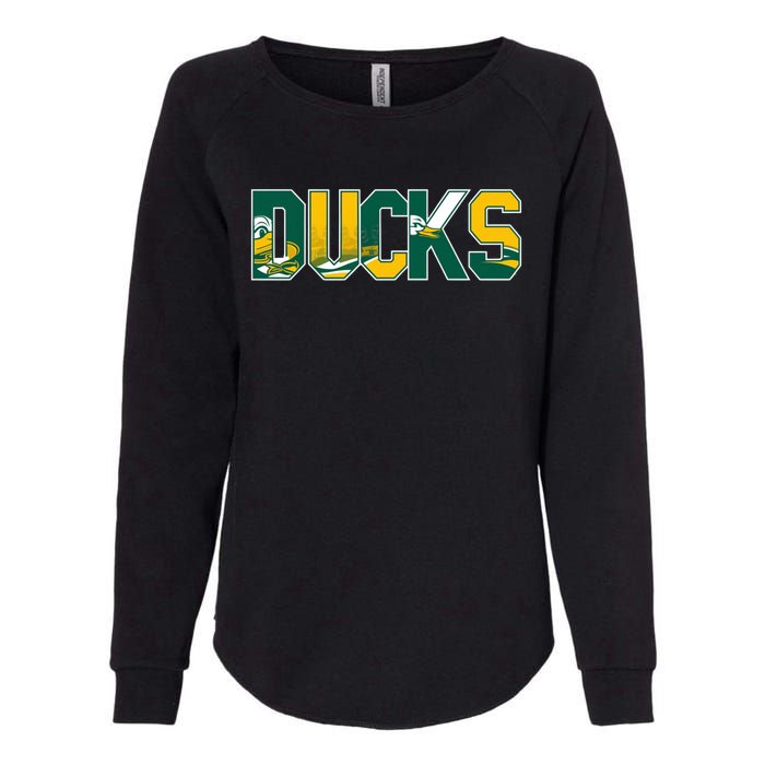 Vibrant Ducks Text Bold And Playful Design Womens California Wash Sweatshirt