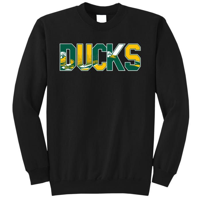 Vibrant Ducks Text Bold And Playful Design Tall Sweatshirt