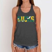 Vibrant Ducks Text Bold And Playful Design Women's Knotted Racerback Tank