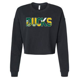 Vibrant Ducks Text Bold And Playful Design Cropped Pullover Crew