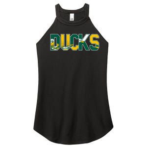 Vibrant Ducks Text Bold And Playful Design Women's Perfect Tri Rocker Tank