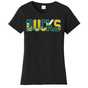 Vibrant Ducks Text Bold And Playful Design Women's T-Shirt