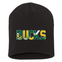 Vibrant Ducks Text Bold And Playful Design Short Acrylic Beanie