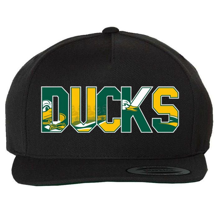 Vibrant Ducks Text Bold And Playful Design Wool Snapback Cap