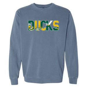 Vibrant Ducks Text Bold And Playful Design Garment-Dyed Sweatshirt