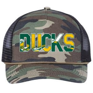 Vibrant Ducks Text Bold And Playful Design Retro Rope Trucker Hat Cap