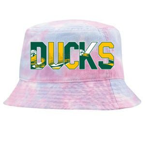 Vibrant Ducks Text Bold And Playful Design Tie-Dyed Bucket Hat