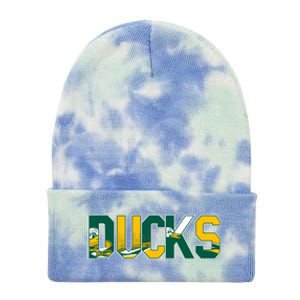 Vibrant Ducks Text Bold And Playful Design Tie Dye 12in Knit Beanie