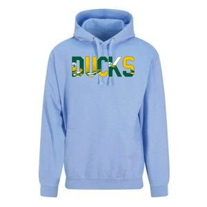 Vibrant Ducks Text Bold And Playful Design Unisex Surf Hoodie