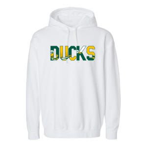 Vibrant Ducks Text Bold And Playful Design Garment-Dyed Fleece Hoodie