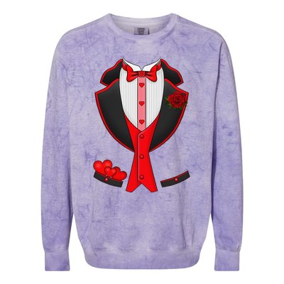 Valentine's Day Tuxedo Red Bow Tie Costume Giftss Colorblast Crewneck Sweatshirt