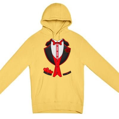 Valentine's Day Tuxedo Red Bow Tie Costume Giftss Premium Pullover Hoodie