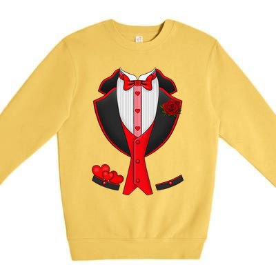 Valentine's Day Tuxedo Red Bow Tie Costume Giftss Premium Crewneck Sweatshirt