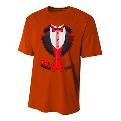 Valentine's Day Tuxedo Red Bow Tie Costume Giftss Performance Sprint T-Shirt