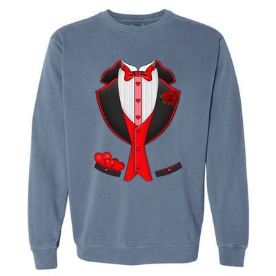 Valentine's Day Tuxedo Red Bow Tie Costume Giftss Garment-Dyed Sweatshirt