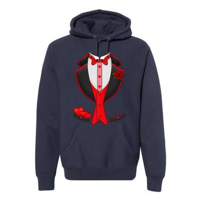 Valentine's Day Tuxedo Red Bow Tie Costume Giftss Premium Hoodie