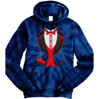 Valentine's Day Tuxedo Red Bow Tie Costume Giftss Tie Dye Hoodie