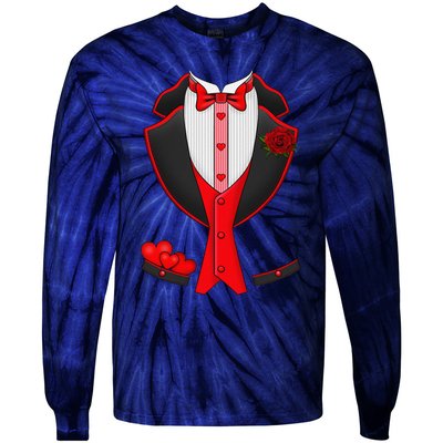 Valentine's Day Tuxedo Red Bow Tie Costume Giftss Tie-Dye Long Sleeve Shirt