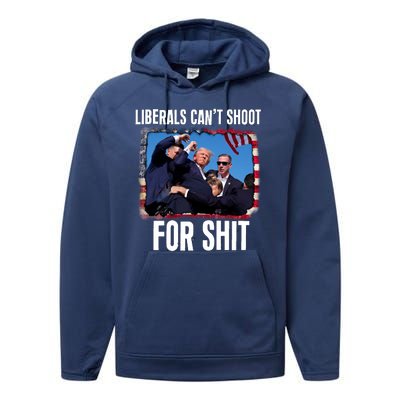 Vintage Donald Trump Liberals Cant Shoot For Shit Performance Fleece Hoodie