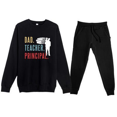 Vintage Dad Teacher Principal Homeschool Gift Father's Day Premium Crewneck Sweatsuit Set