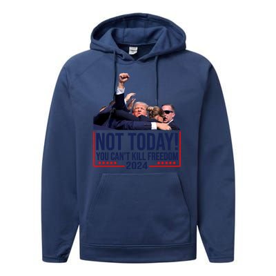 Vintage Donald Trump Not Today You Cant Kill Freedom Performance Fleece Hoodie