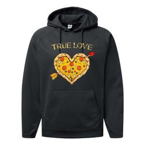 Valentine's Day True Love Valentine Pizza Heart Performance Fleece Hoodie