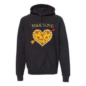 Valentine's Day True Love Valentine Pizza Heart Premium Hoodie