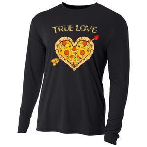 Valentine's Day True Love Valentine Pizza Heart Cooling Performance Long Sleeve Crew