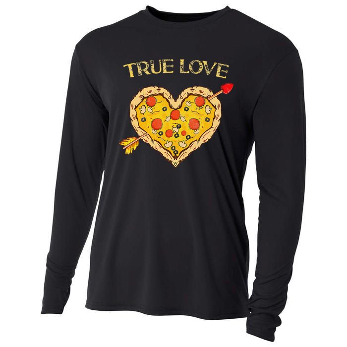 Valentine's Day True Love Valentine Pizza Heart Cooling Performance Long Sleeve Crew