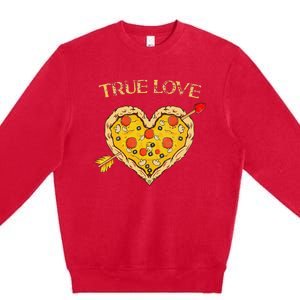 Valentine's Day True Love Valentine Pizza Heart Premium Crewneck Sweatshirt