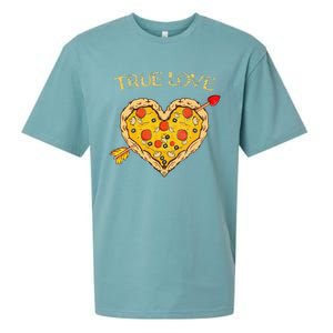 Valentine's Day True Love Valentine Pizza Heart Sueded Cloud Jersey T-Shirt