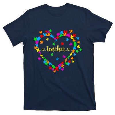 Valentines Day Teacher Autism awareness 100 days Heart T-Shirt