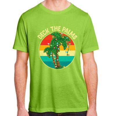 Vintage Deck The Palms Tree Lights Summer Christmas In July Gift Adult ChromaSoft Performance T-Shirt