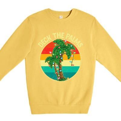 Vintage Deck The Palms Tree Lights Summer Christmas In July Gift Premium Crewneck Sweatshirt