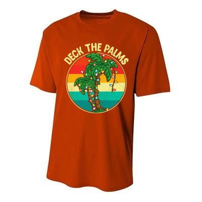 Vintage Deck The Palms Tree Lights Summer Christmas In July Gift Performance Sprint T-Shirt