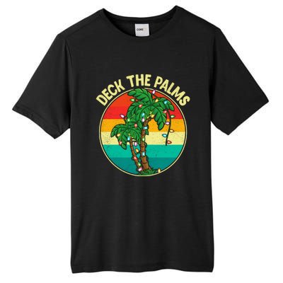 Vintage Deck The Palms Tree Lights Summer Christmas In July Gift Tall Fusion ChromaSoft Performance T-Shirt