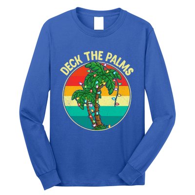 Vintage Deck The Palms Tree Lights Summer Christmas In July Gift Long Sleeve Shirt