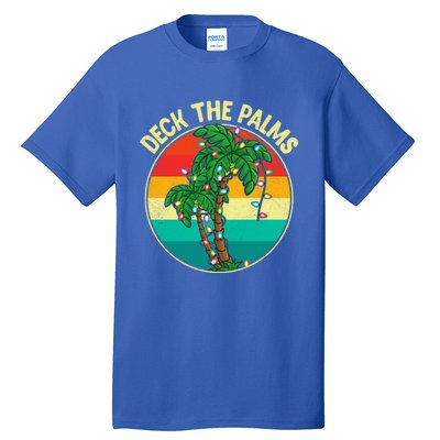 Vintage Deck The Palms Tree Lights Summer Christmas In July Gift Tall T-Shirt