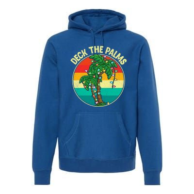 Vintage Deck The Palms Tree Lights Summer Christmas In July Gift Premium Hoodie