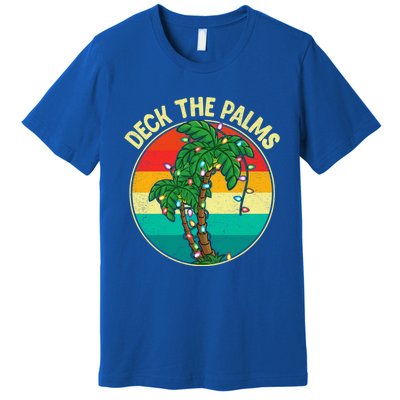 Vintage Deck The Palms Tree Lights Summer Christmas In July Gift Premium T-Shirt