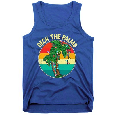 Vintage Deck The Palms Tree Lights Summer Christmas In July Gift Tank Top