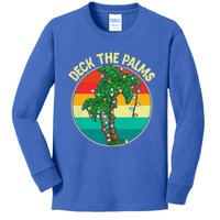 Vintage Deck The Palms Tree Lights Summer Christmas In July Gift Kids Long Sleeve Shirt