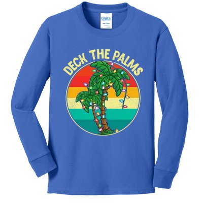 Vintage Deck The Palms Tree Lights Summer Christmas In July Gift Kids Long Sleeve Shirt