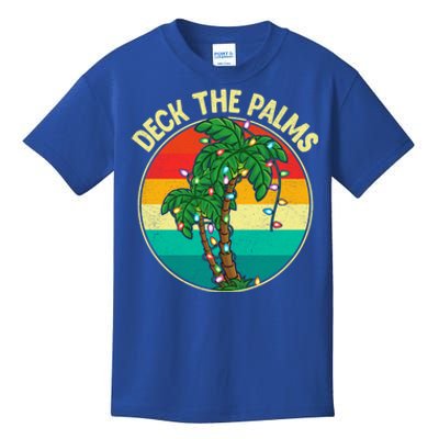 Vintage Deck The Palms Tree Lights Summer Christmas In July Gift Kids T-Shirt