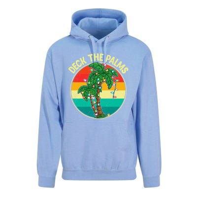 Vintage Deck The Palms Tree Lights Summer Christmas In July Gift Unisex Surf Hoodie