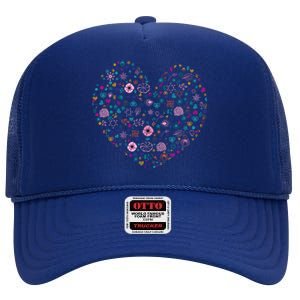 Valentines Day Tee Magic Floral Heart Cute Vcute Giftday Love Couple Cool Gift High Crown Mesh Back Trucker Hat