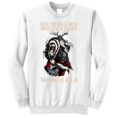 ValhallaLa Deck the halls with skulls and bodies Vintage Sweatshirt