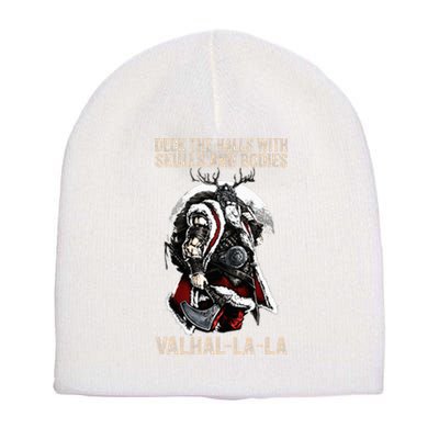 ValhallaLa Deck the halls with skulls and bodies Vintage Short Acrylic Beanie