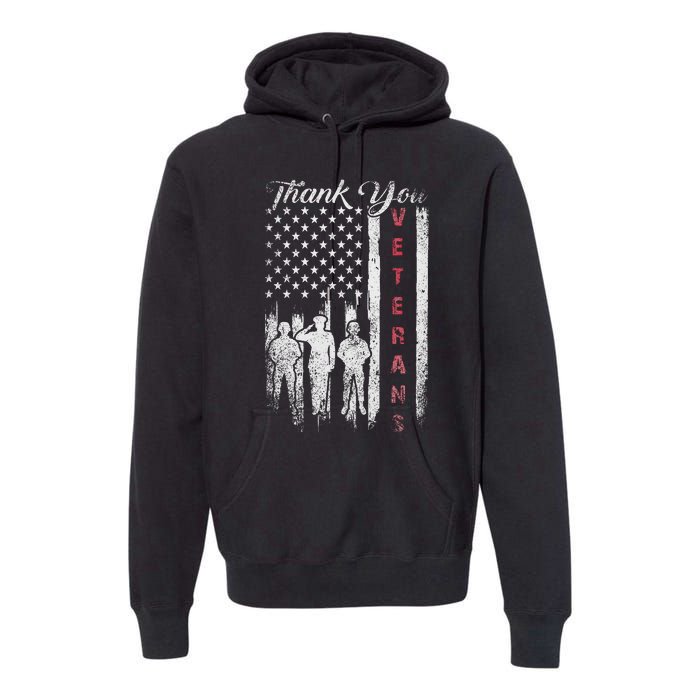 Veterans Day Thank You Veterans Proud Patriotic Usa Flag Premium Hoodie