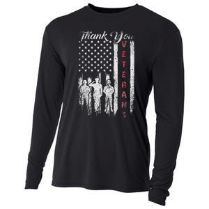 Veterans Day Thank You Veterans Proud Patriotic Usa Flag Cooling Performance Long Sleeve Crew